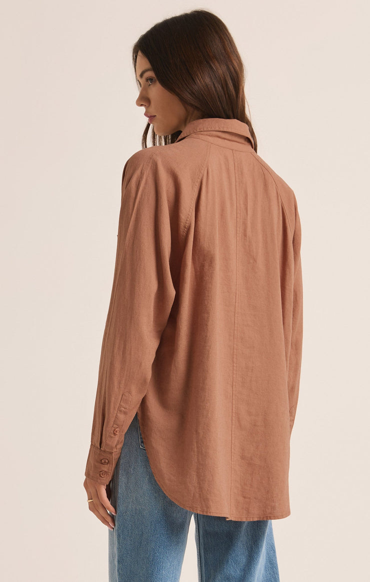 Tops Perfect Linen Top Mocha Mousse