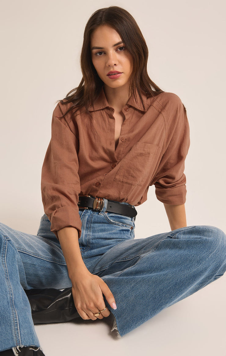 Tops Perfect Linen Top Mocha Mousse