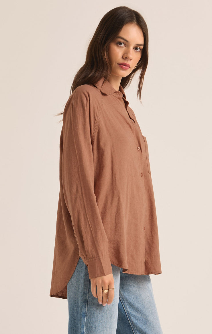 Tops Perfect Linen Top Mocha Mousse