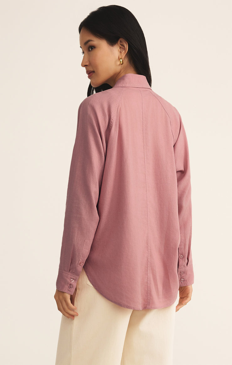 Tops Perfect Linen Top Pink Smoke