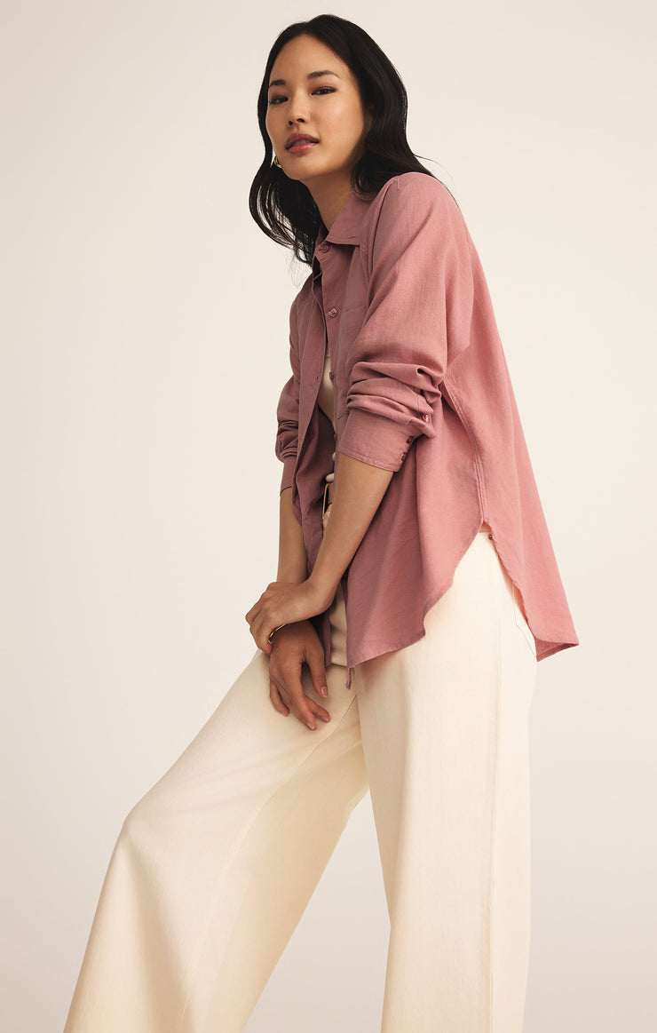 Tops Perfect Linen Top Pink Smoke