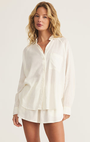 【THE MOZZ】[Premium] True Shirt Linen One Piece Oasi Linen Shirt | Tan– M PENNER