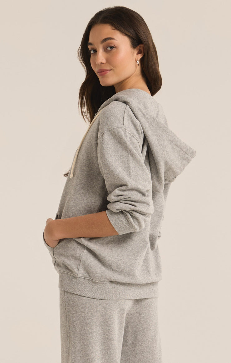 Tops Academy French Terry Zip Up Hoodie Classic Heather Grey