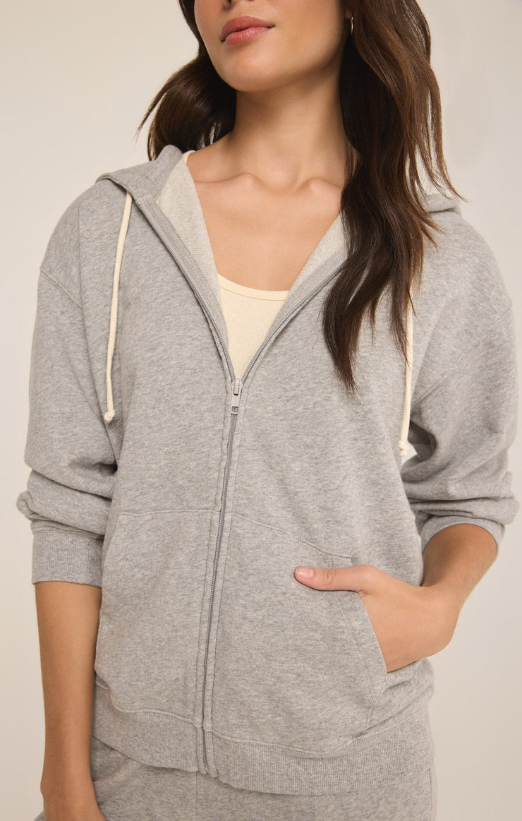 Tops Academy French Terry Zip Up Hoodie Classic Heather Grey