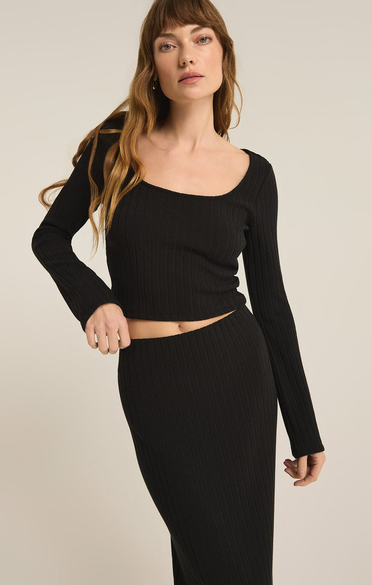 Tops Madeline Rib Long Sleeve Top Black