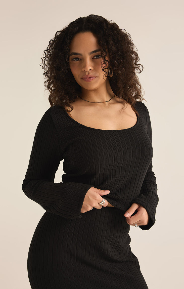 Tops Madeline Rib Long Sleeve Top Black