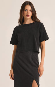 TopsSway Cotton Jersey Cropped Tee Black