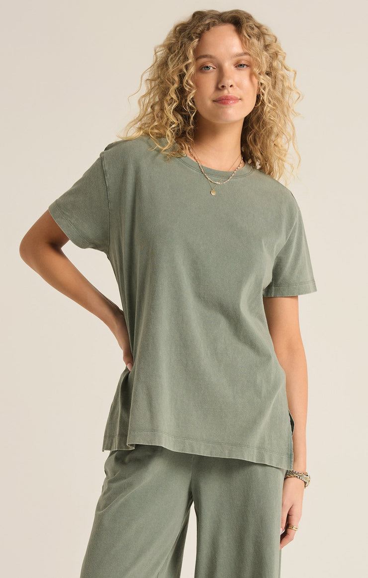 Tops Shayla Cotton Jersey Crew Neck Tee Palm Green
