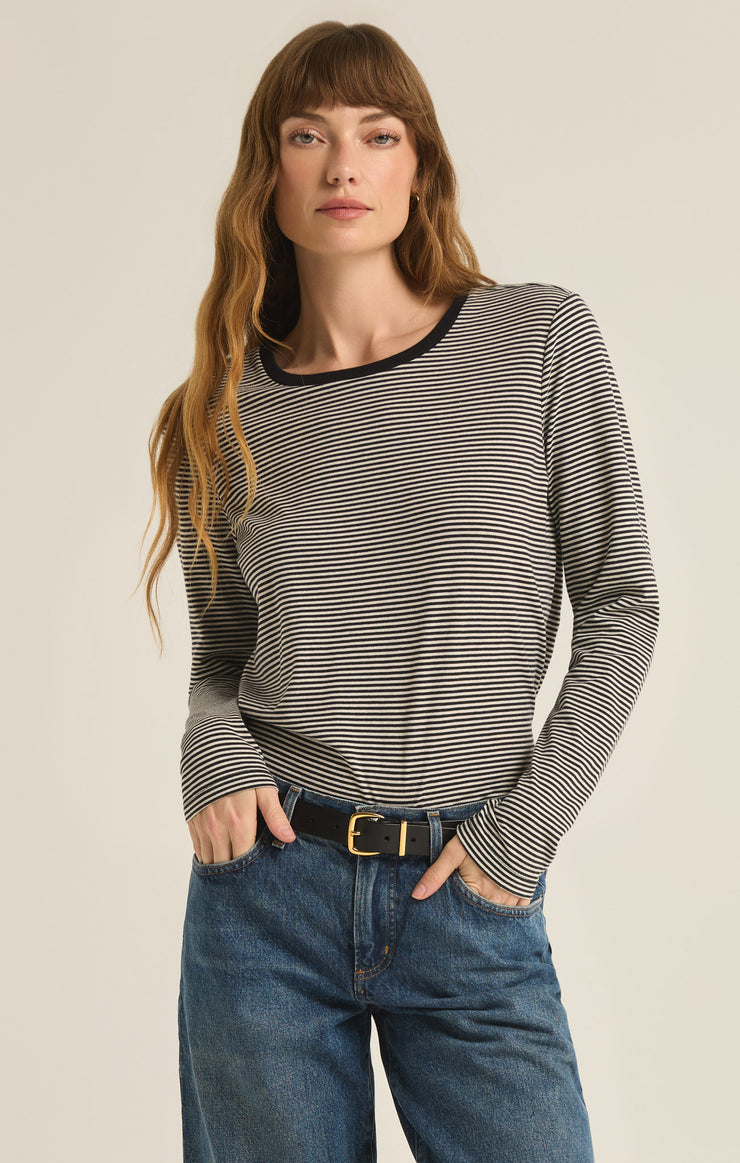 Tops Sailor Long Sleeve Stripe Top Black