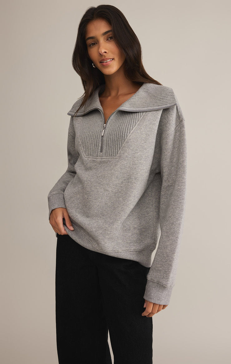 Tops Sonata Fleece Half Zip Sweatshirt Classic Heather Grey