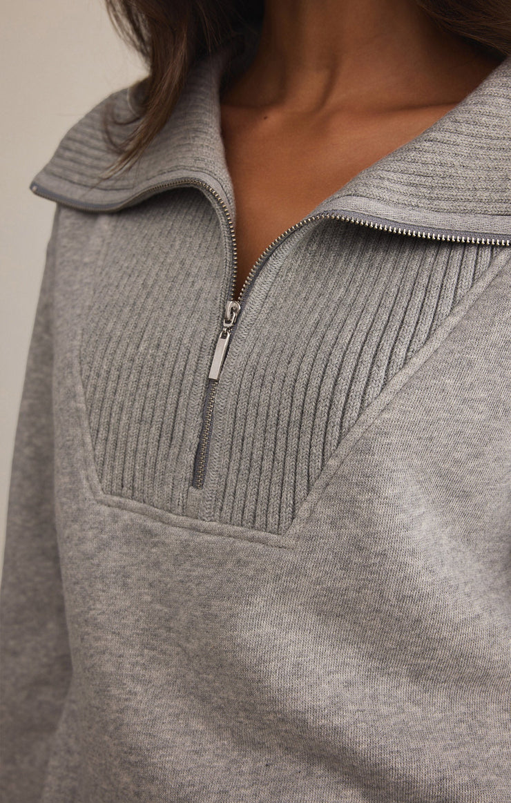 Tops Sonata Fleece Half Zip Sweatshirt Classic Heather Grey