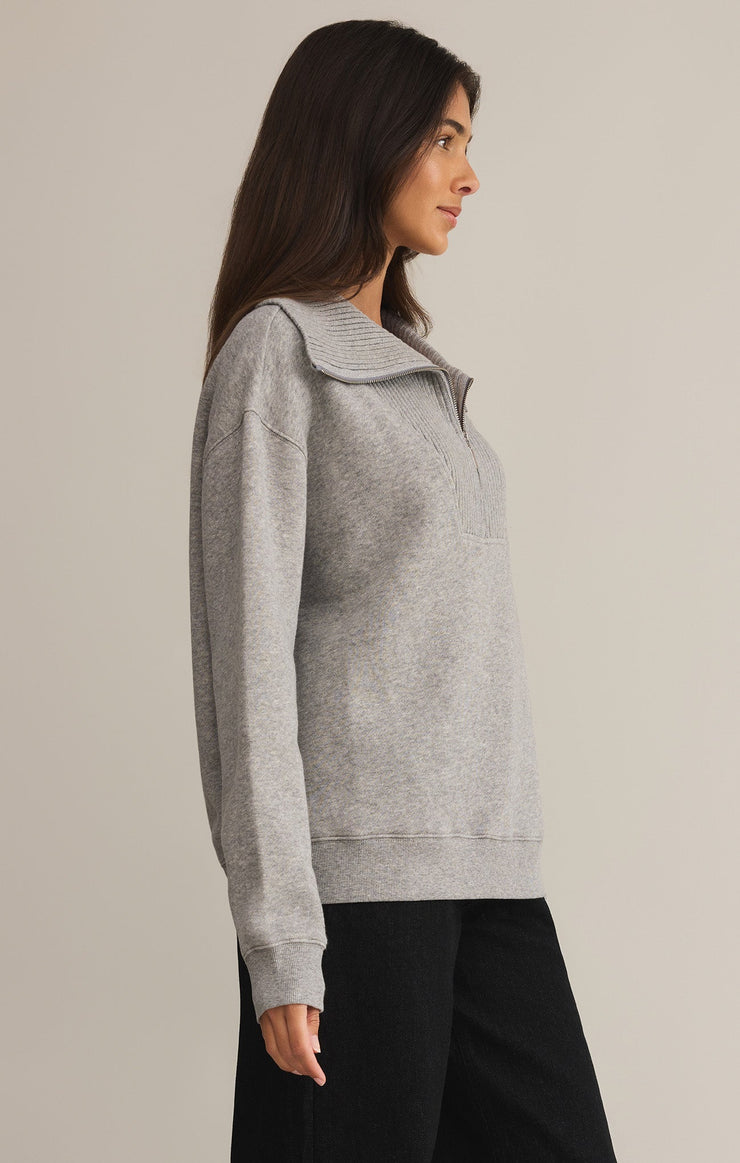 Tops Sonata Fleece Half Zip Sweatshirt Classic Heather Grey