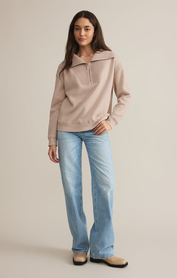 Tops Sonata Fleece Half Zip Sweatshirt Parchment