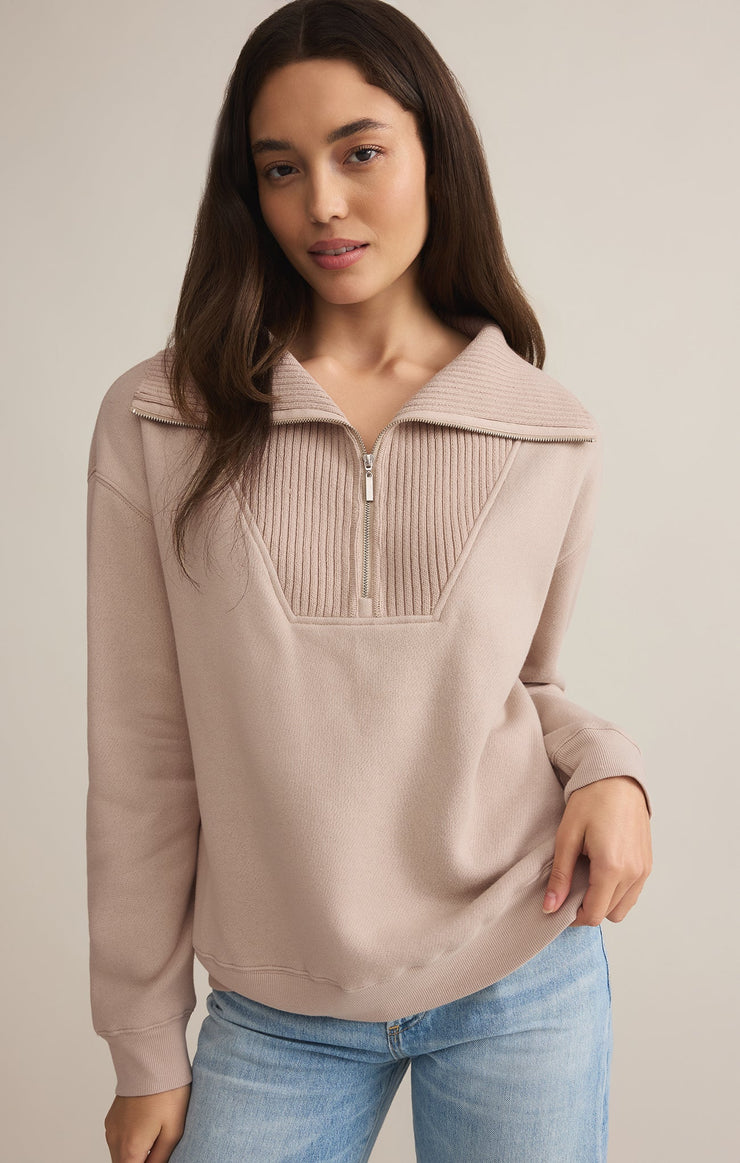 Tops Sonata Fleece Half Zip Sweatshirt Parchment