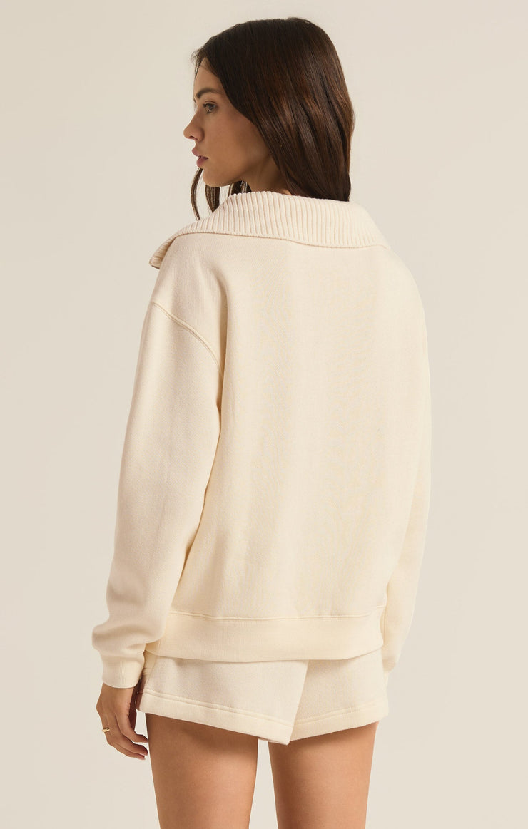 Tops Sonata Fleece Half Zip Sweatshirt Sea Salt