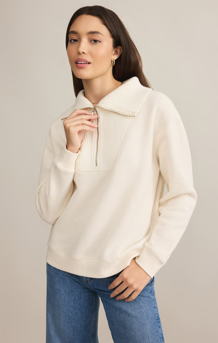 Tops Sonata Fleece Half Zip Sweatshirt Sea Salt