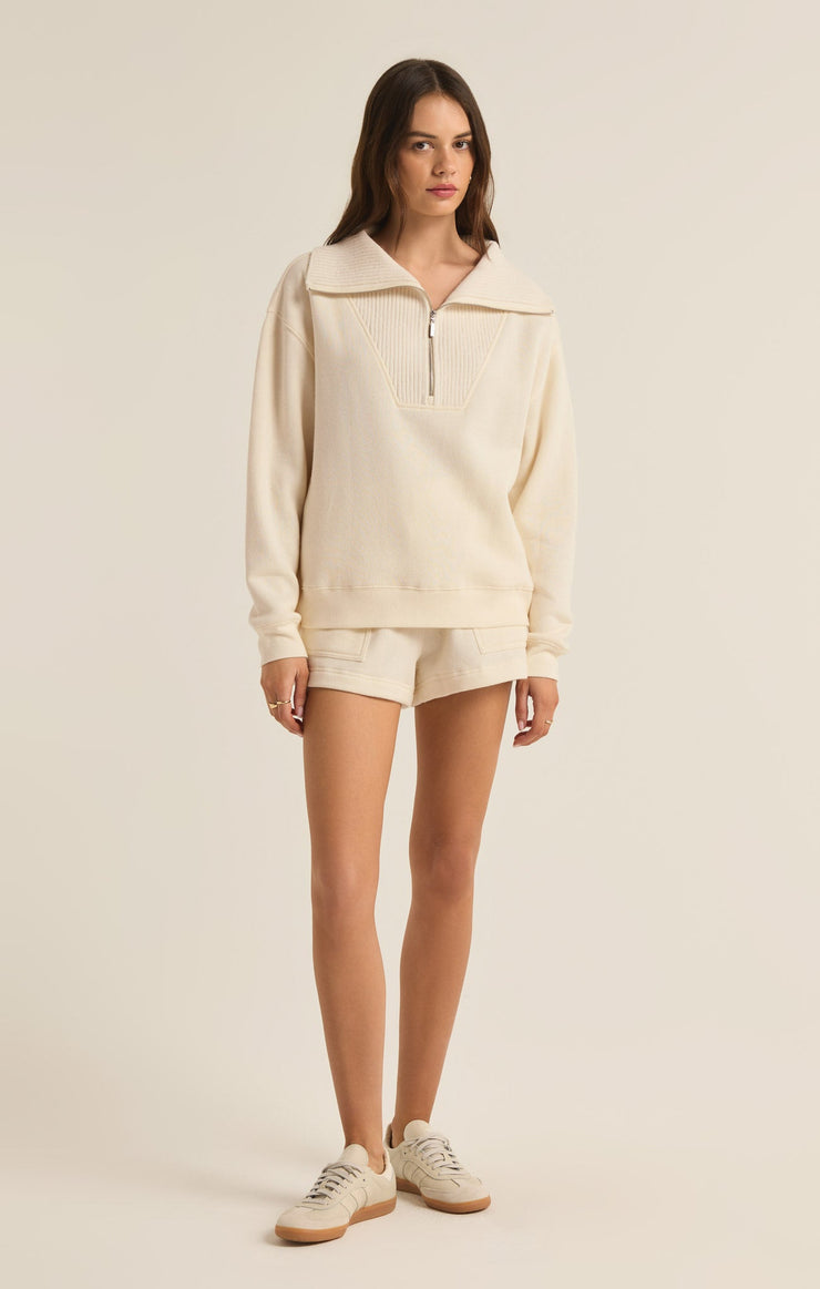 Tops Sonata Fleece Half Zip Sweatshirt Sea Salt