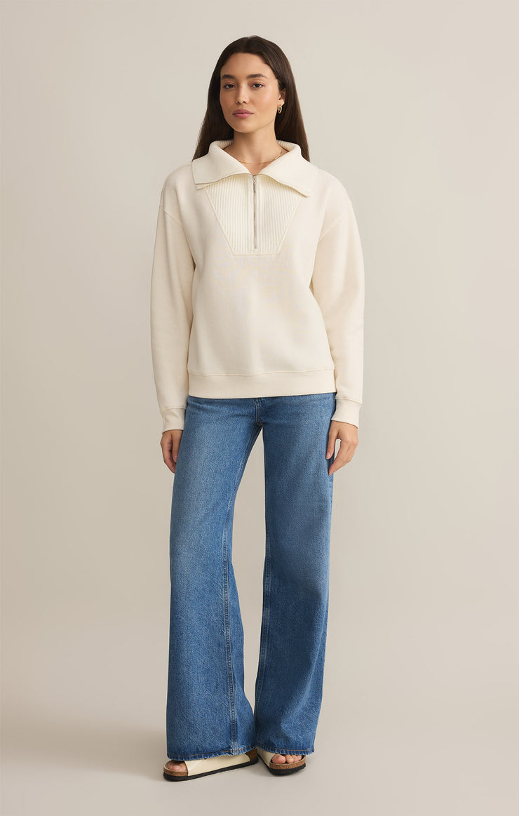 Tops Sonata Fleece Half Zip Sweatshirt Sea Salt