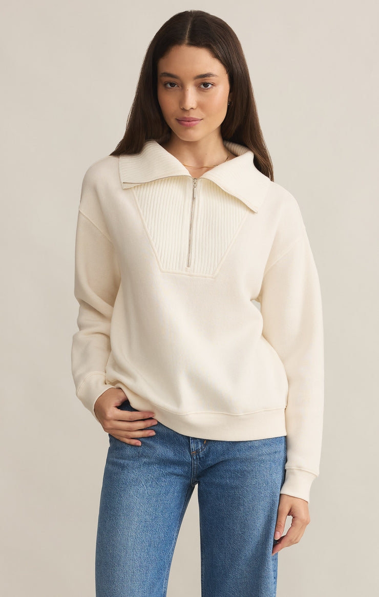 Tops Sonata Fleece Half Zip Sweatshirt Sea Salt