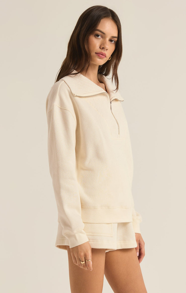 Tops Sonata Fleece Half Zip Sweatshirt Sea Salt