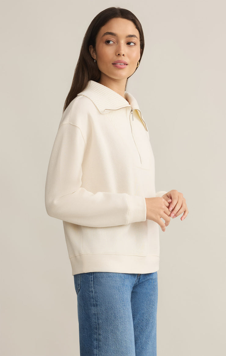 Tops Sonata Fleece Half Zip Sweatshirt Sea Salt