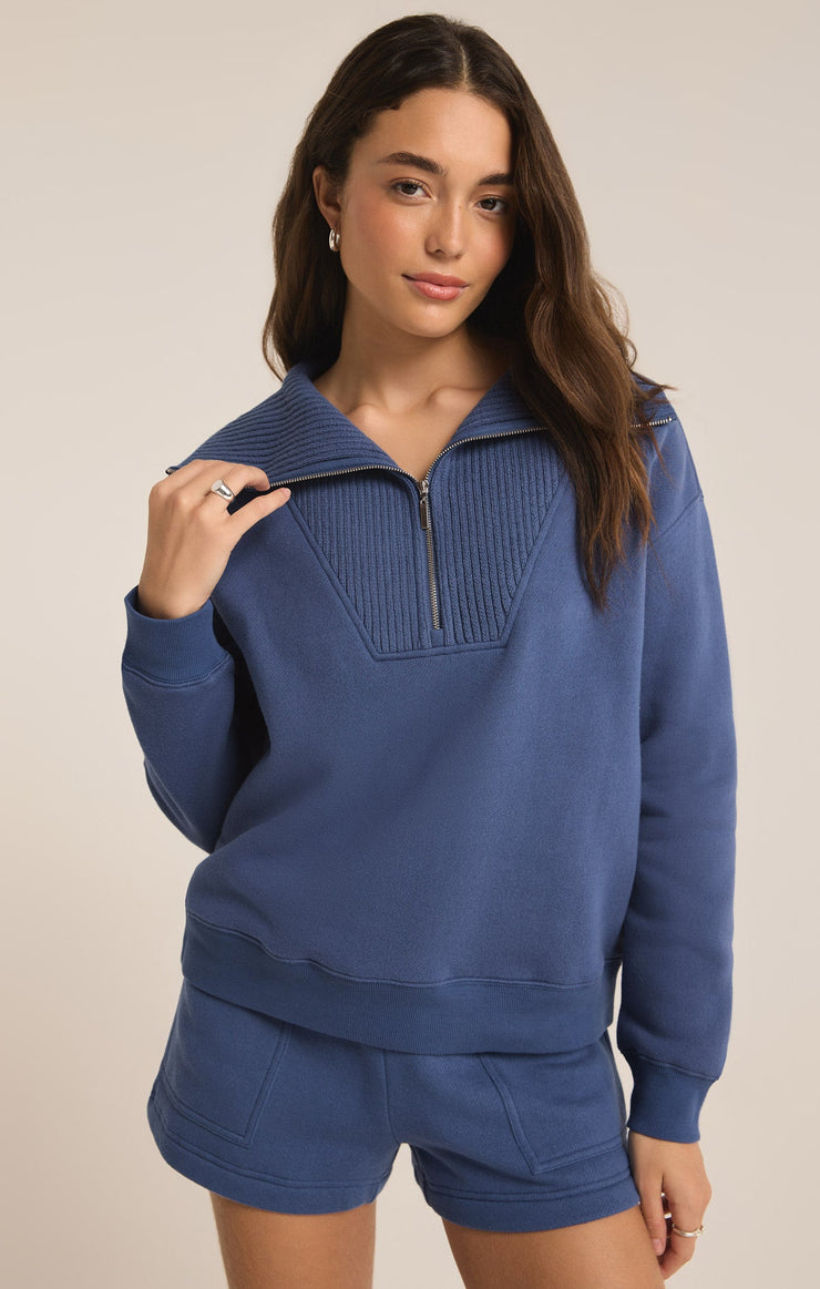 Tops Sonata Fleece Half Zip Sweatshirt True Navy