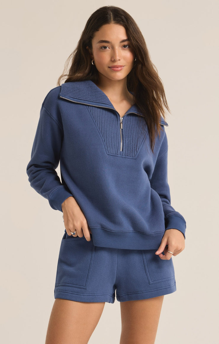 Tops Sonata Fleece Half Zip Sweatshirt True Navy