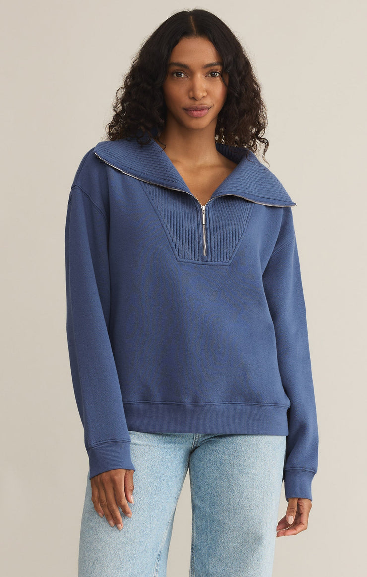 Tops Sonata Fleece Half Zip Sweatshirt True Navy