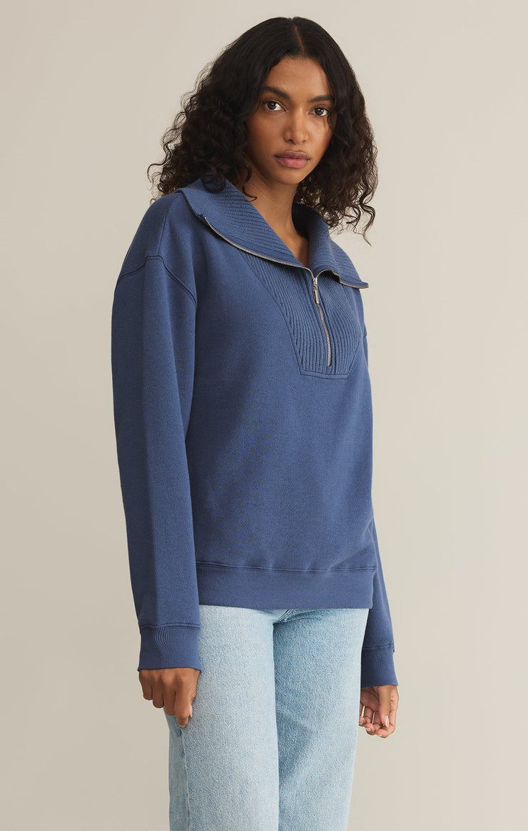 Tops Sonata Fleece Half Zip Sweatshirt True Navy