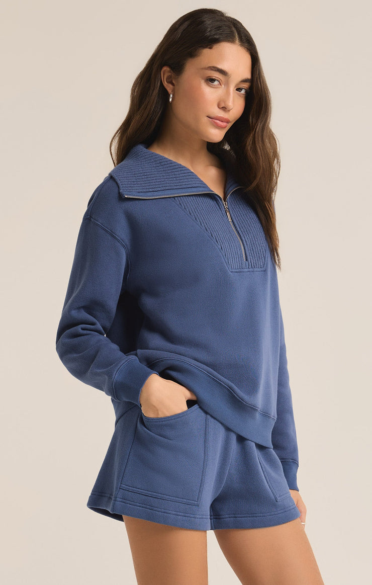 Tops Sonata Fleece Half Zip Sweatshirt True Navy