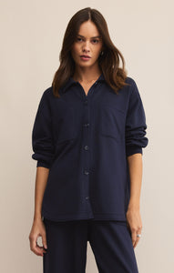 TopsLayover Modal Fleece Button Up Eclipse