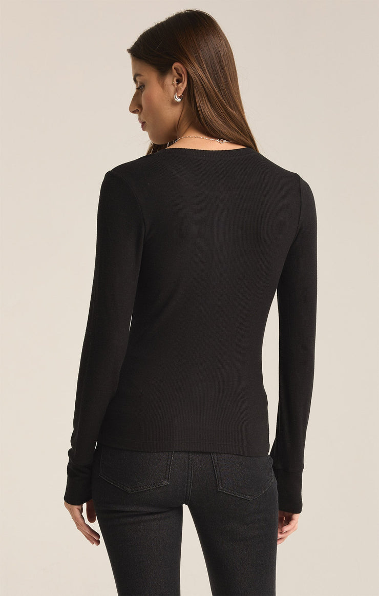 Tops Scarlett Rib Henley Black