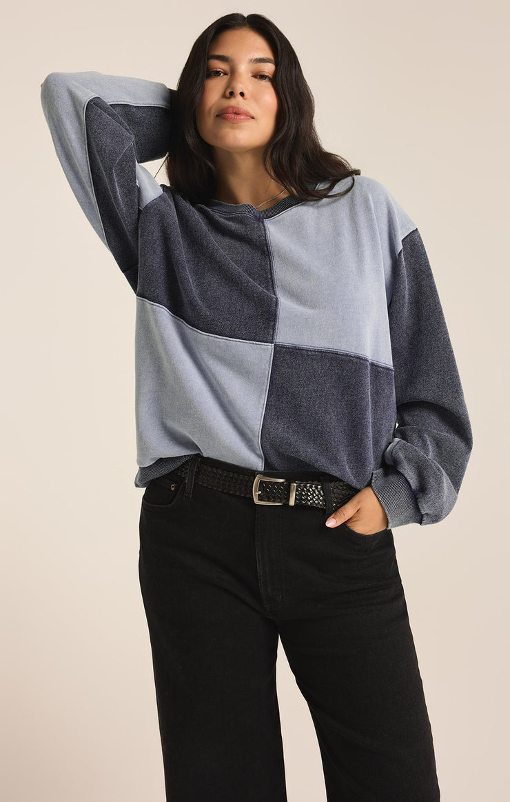 Tops Fair & Square Denim Sweatshirt Washed Indigo