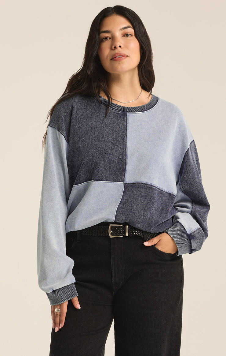 Tops Fair & Square Denim Sweatshirt Washed Indigo