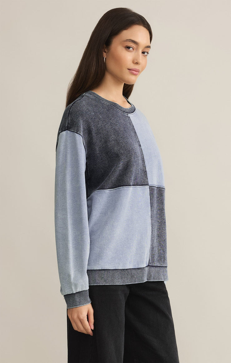 Tops Fair & Square Denim Sweatshirt Washed Indigo