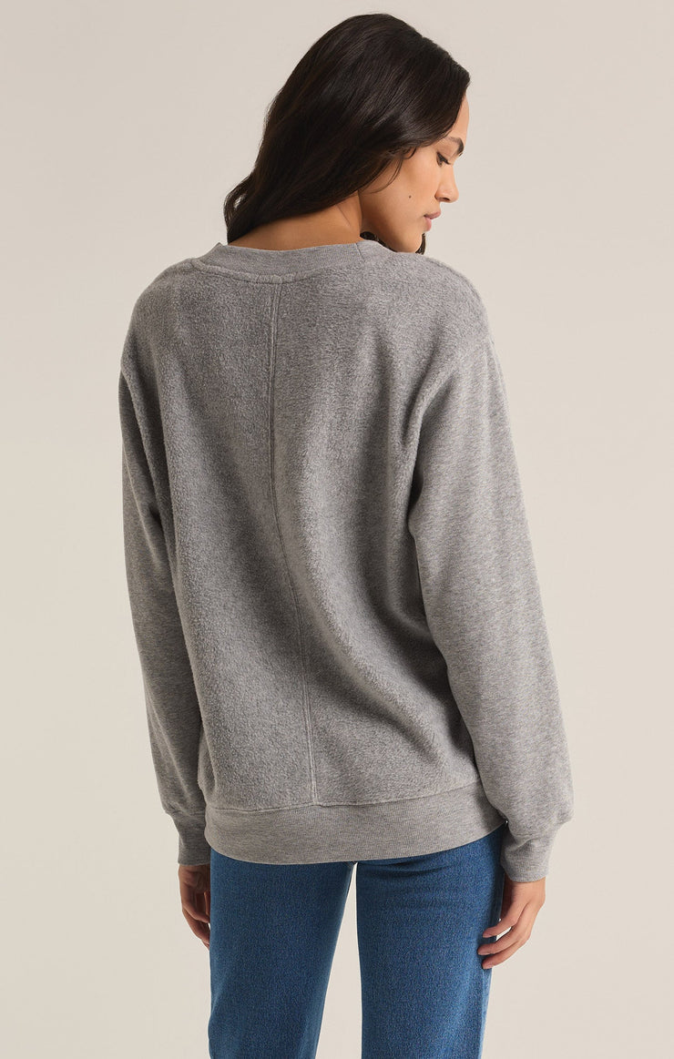 Tops Off the Clock Cozy V-Neck Sweatshirt Classic Heather Grey