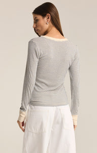 TopsScarlett Rib Classic Stripe Henley Sea Salt