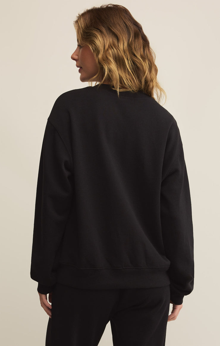 Tops Classic Boyfriend Fleece Sweatshirt Black