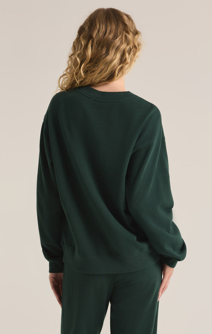 Tops Classic Boyfriend Fleece Sweatshirt Cyprus Green