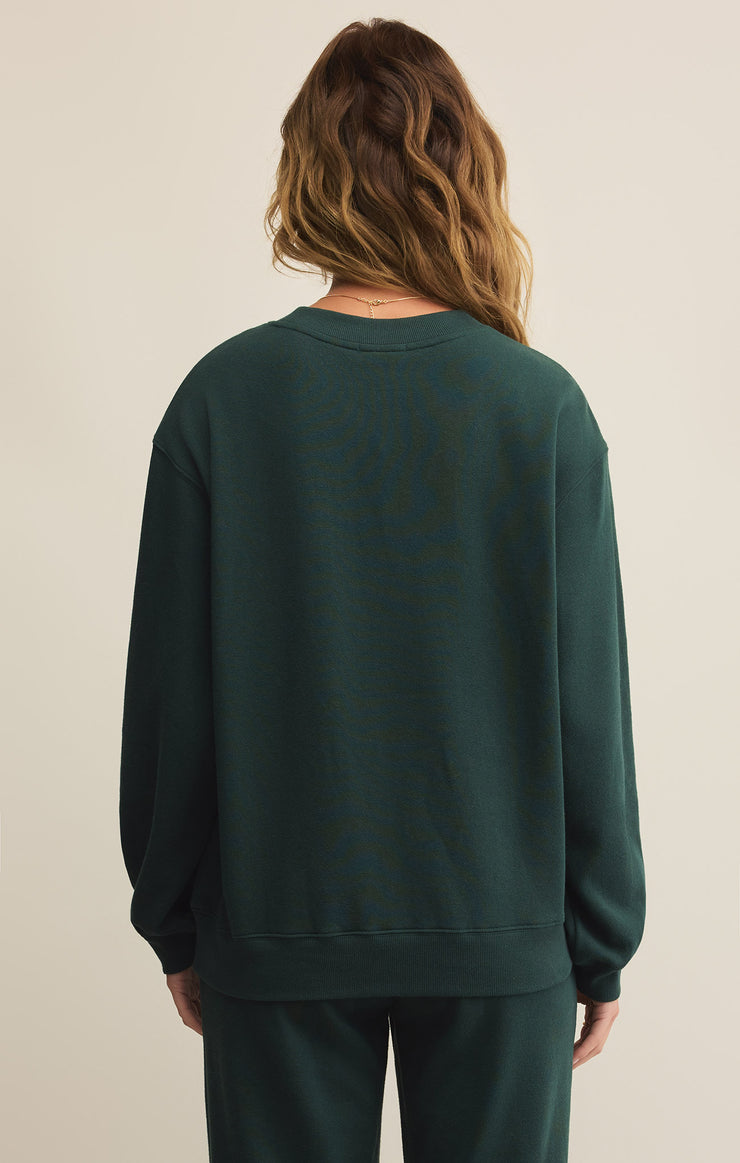 Tops Classic Boyfriend Fleece Sweatshirt Cyprus Green