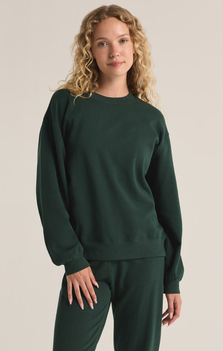 Tops Classic Boyfriend Fleece Sweatshirt Cyprus Green