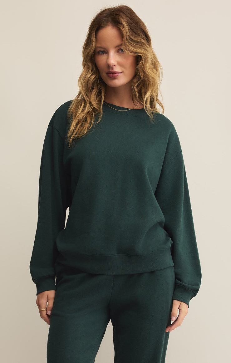 Tops Classic Boyfriend Fleece Sweatshirt Cyprus Green