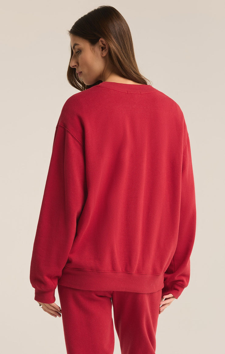 Tops Classic Boyfriend Fleece Sweatshirt Haute Red