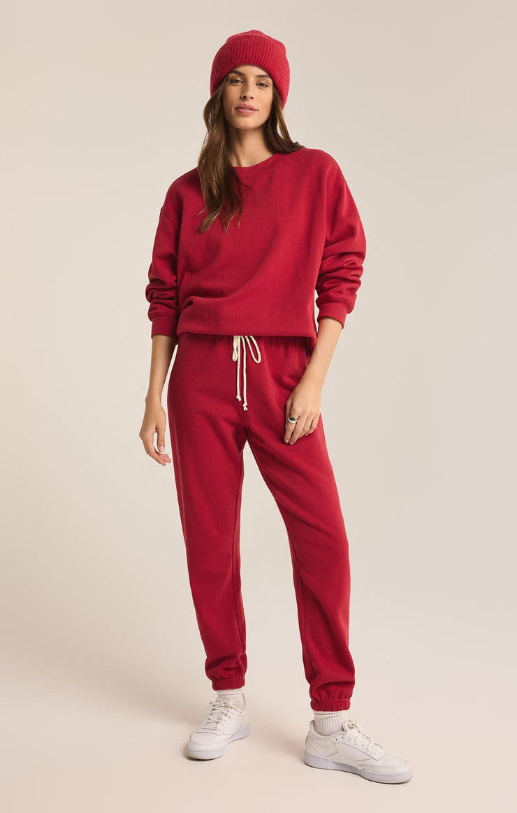 Tops Classic Boyfriend Fleece Sweatshirt Haute Red