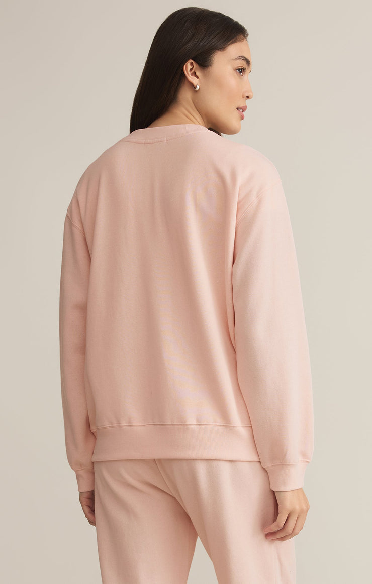 Tops Classic Boyfriend Fleece Sweatshirt Pink Salt