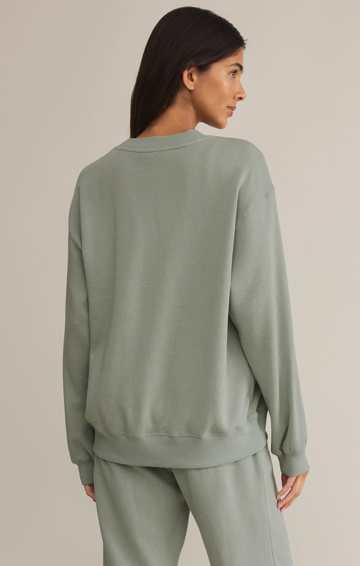 Tops Classic Boyfriend Fleece Sweatshirt Sage Green