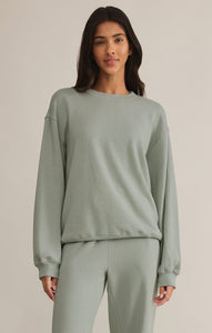 TopsClassic Boyfriend Fleece Sweatshirt Sage Green