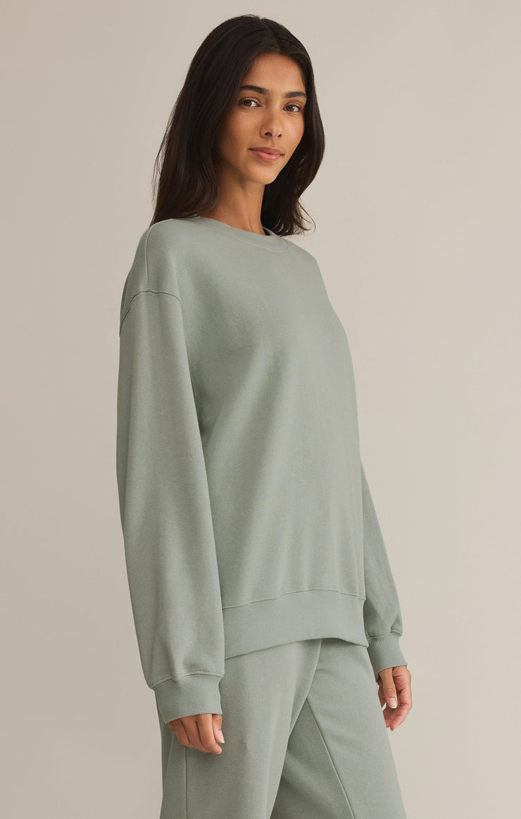 Tops Classic Boyfriend Fleece Sweatshirt Sage Green