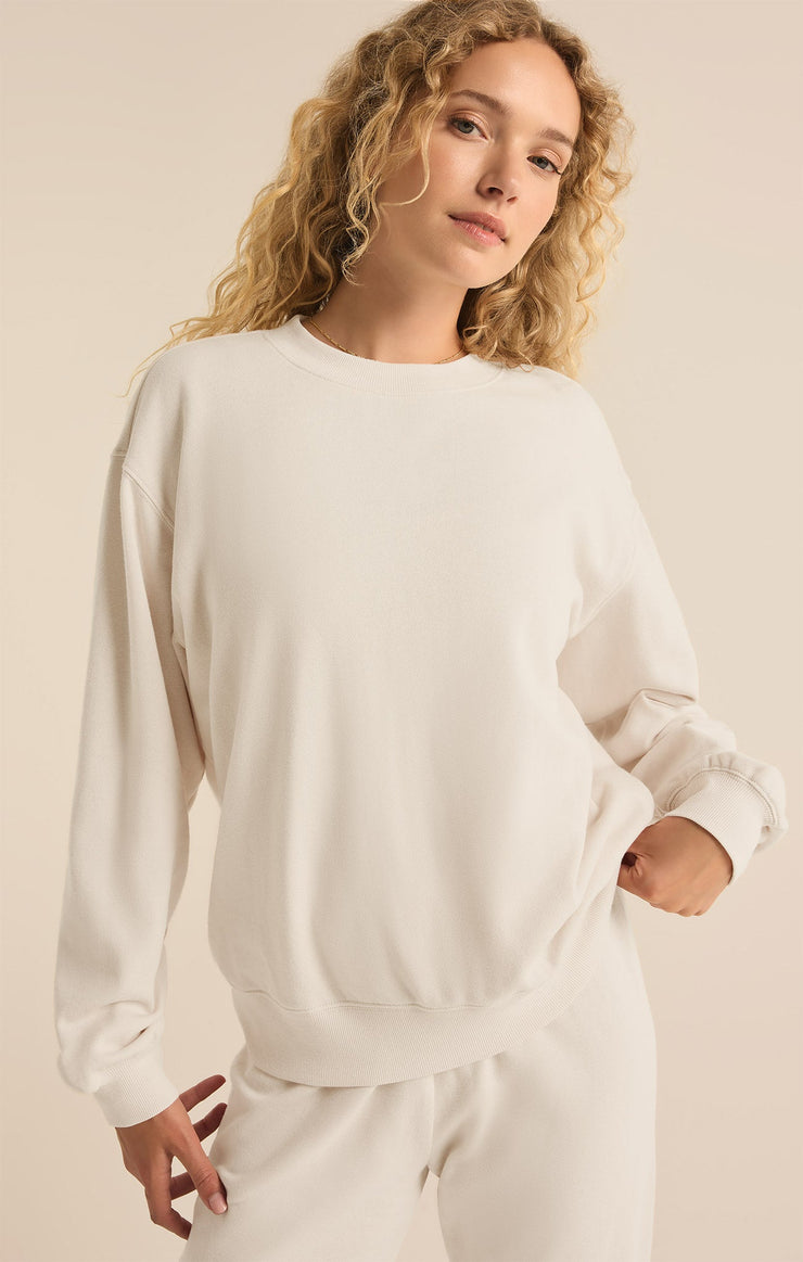 Tops Classic Boyfriend Fleece Sweatshirt Winter White