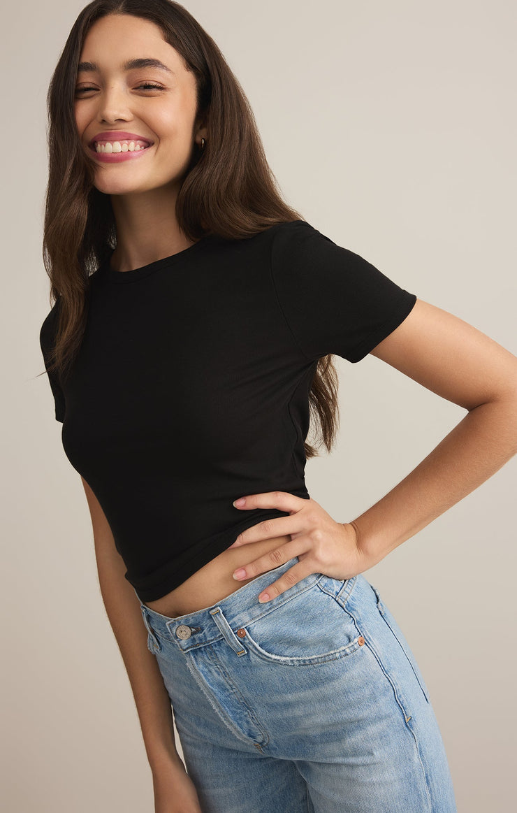 Tops Second Skin Cropped Tee Black